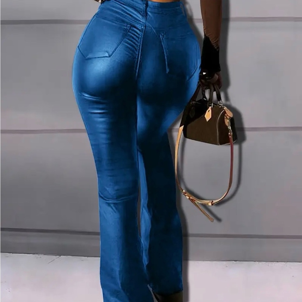 Metallic Blue Stretch Jeans
